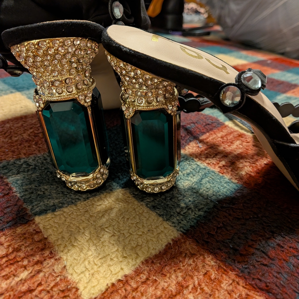 F5J Black and Gold Embellished Heels